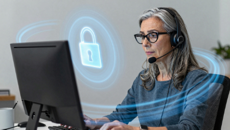 insurance agent sitting at secure computer generated with Z-Image